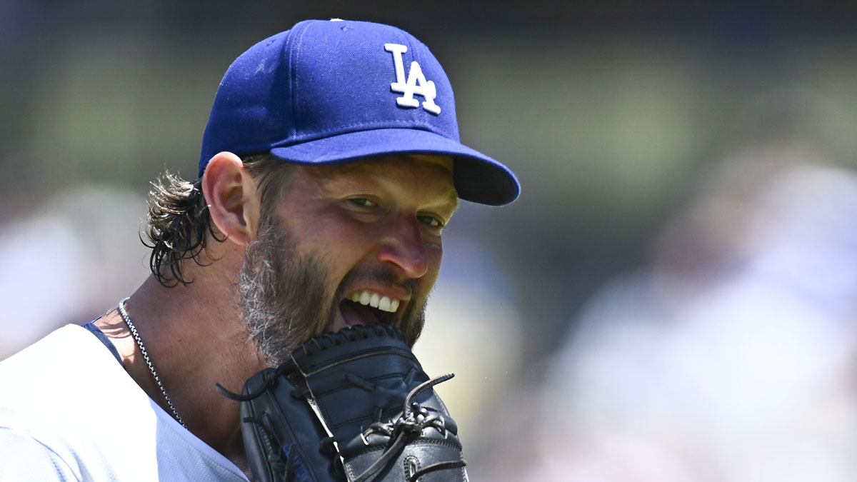 Los Angeles Dodgers starting pitcher Clayton Kershaw (22) reacts after being relieved from the game against the Milwaukee Brewers during the fifth inning at Dodger Stadium.