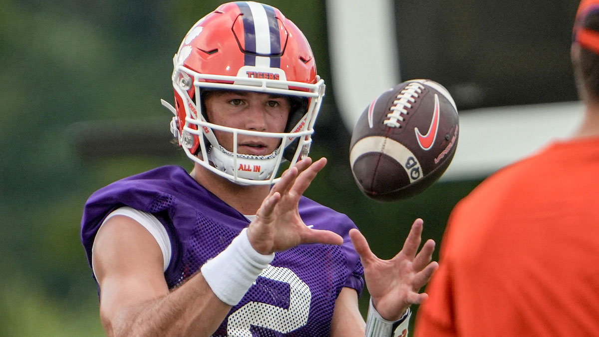 Clemson quarterback Cade Klubnik (2) during Clemson football 2025 practice at the Allen N. Reeves Football Complex in Clemson, S.C. Friday, August 1, 2025.