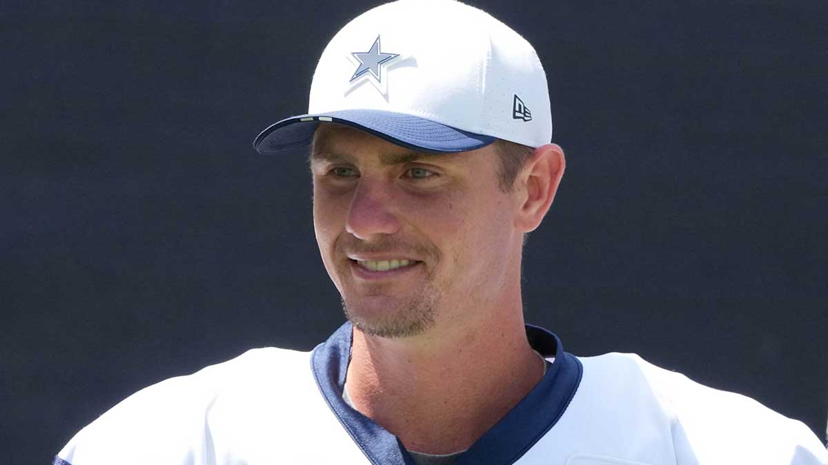 Dallas Cowboys place kicker Brandon Aubrey (17) at training camp at the River Ridge Fields.
