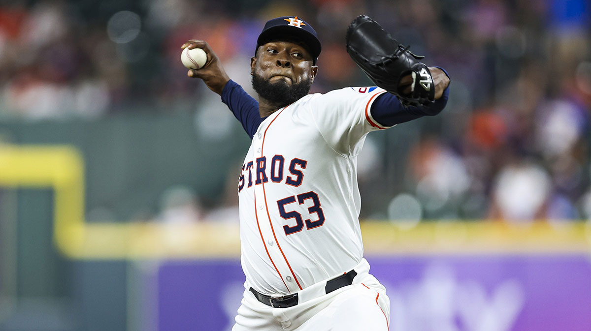 Houston Astros starting pitcher Cristian Javier (53) delivers a pitch during the fourth inning against the Oakland Athletics at Minute Maid Park.