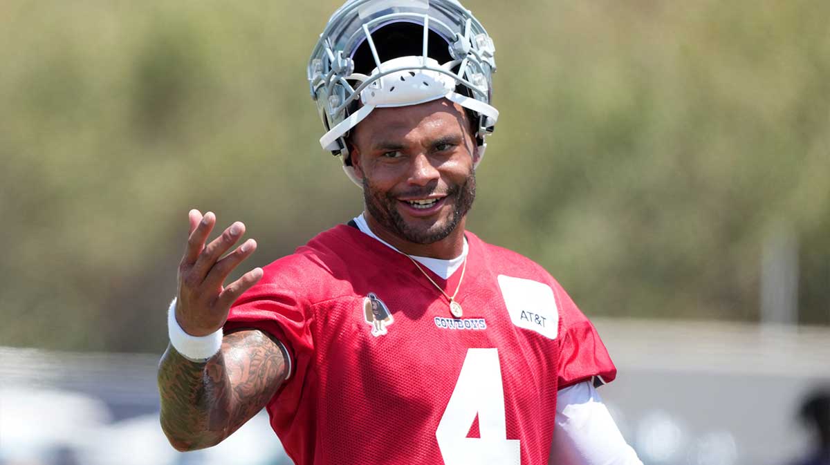 Dallas Cowboys quarterback Dak Prescott (4) at training camp