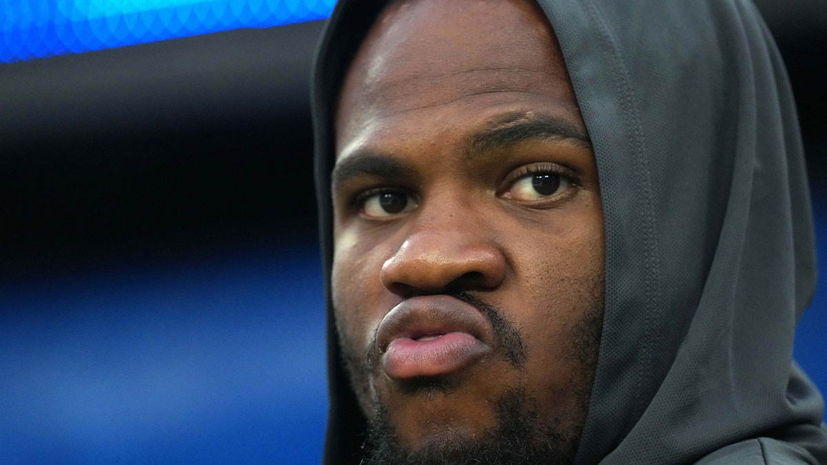 Dallas Cowboys defensive end Micah Parsons watches in the second half against the Los Angeles Rams at the SoFi Stadium.
