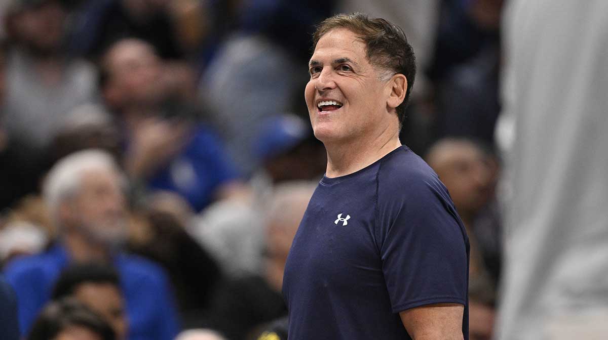 Dallas Mavericks minority owner Mark Cuban looks on during the second half against the Toronto Raptors at the American Airlines Center.