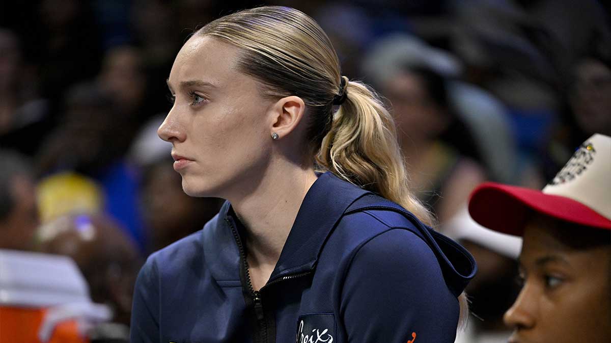 Dallas Wings guard Paige Bueckers (5) looks on during the first half against the New York Liberty at College Park Center.
