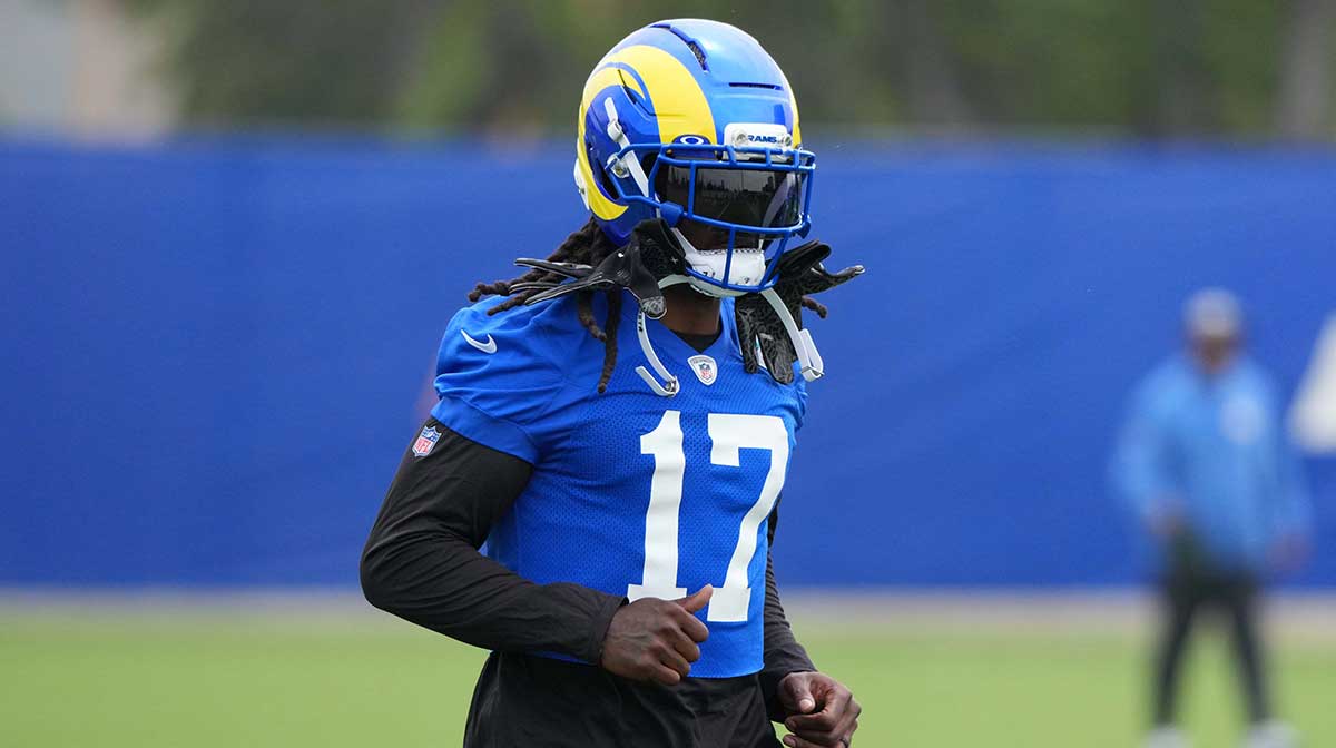 Los Angeles Rams receiver Davante Adams (17) during organized team activities at Rams Practice Facility.