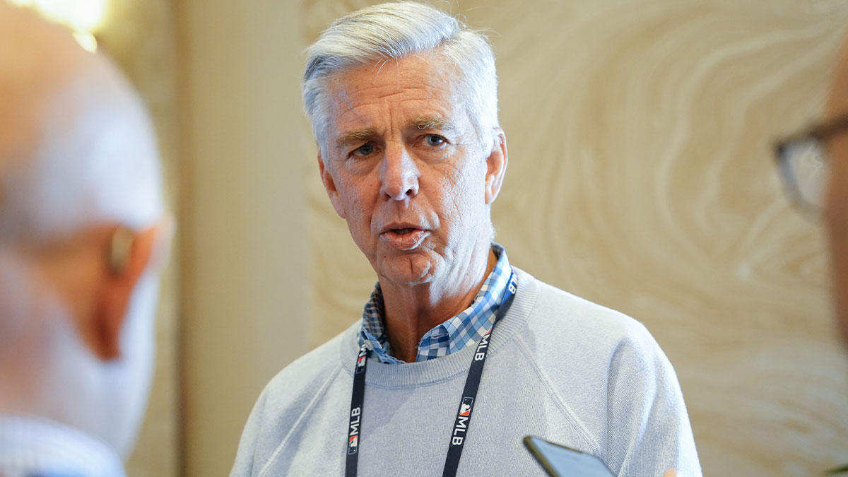 Philadelphia Phillies president of baseball operations Dave Dombrowski answers questions from the media during the MLB GM Meetings at The Conrad Las Vegas.