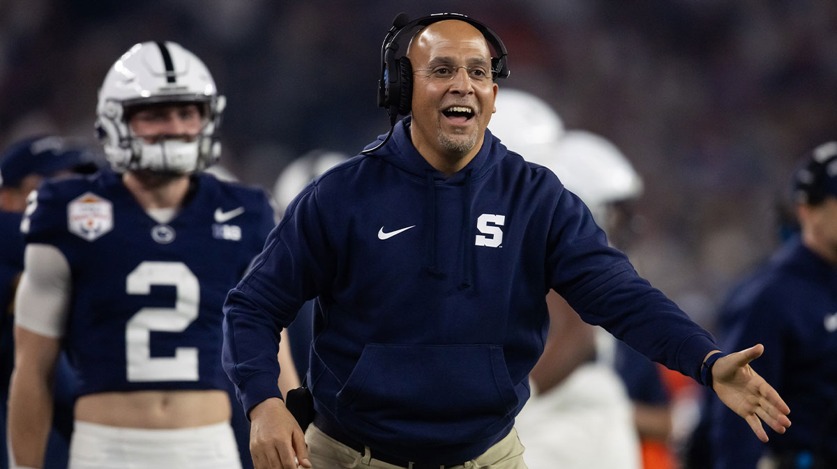Penn State Nittany Lions head coach James Franklin reacts against the Boise State Broncos in the Fiesta Bowl at State Farm Stadium.