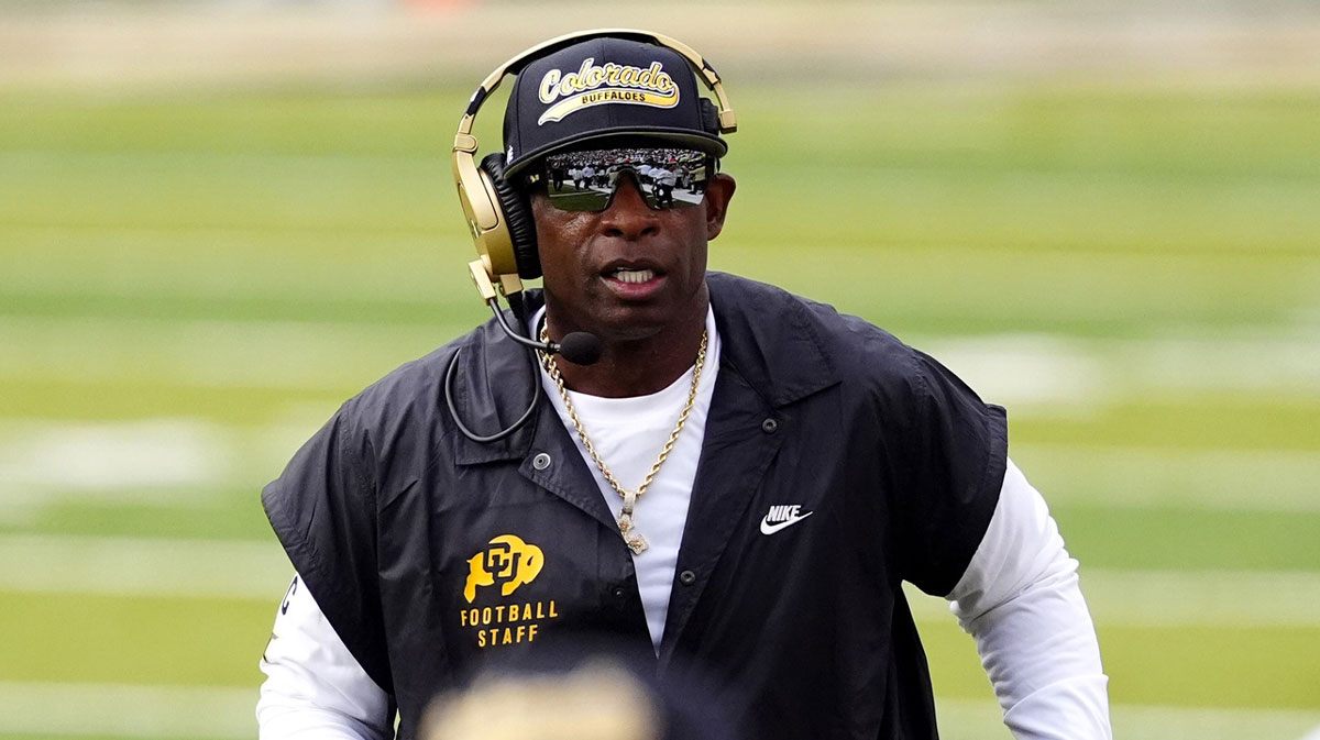 Colorado Buffaloes head coach Deion Sanders during the first quarter against the Georgia Tech Yellow Jackets at Folsom Field.