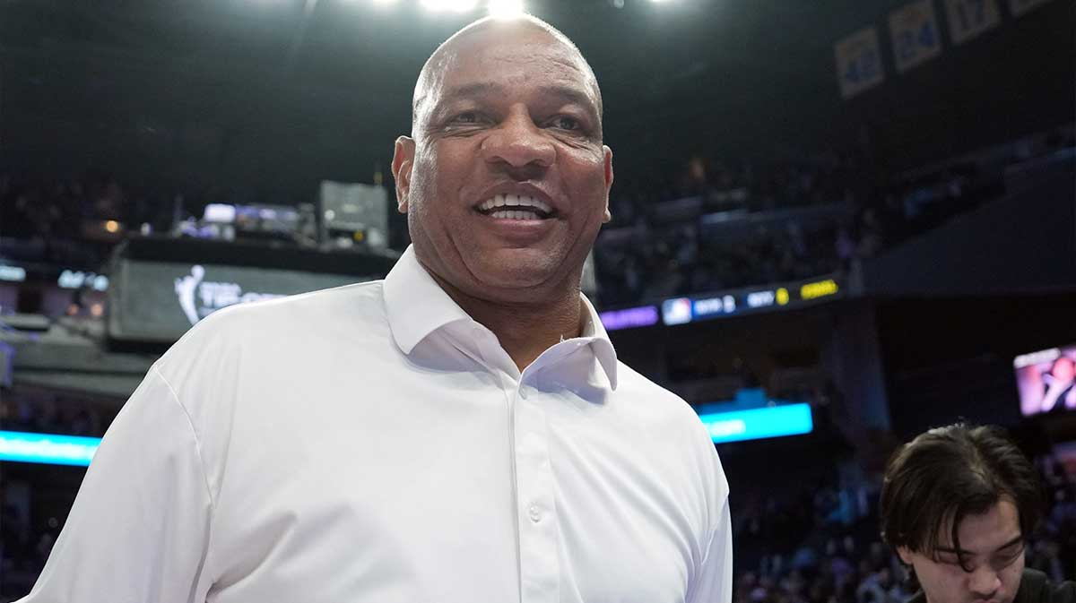 Milwaukee Bucks head coach Doc Rivers walks off of the court after the game between the Golden State Valkyries and the Los Angeles Sparks