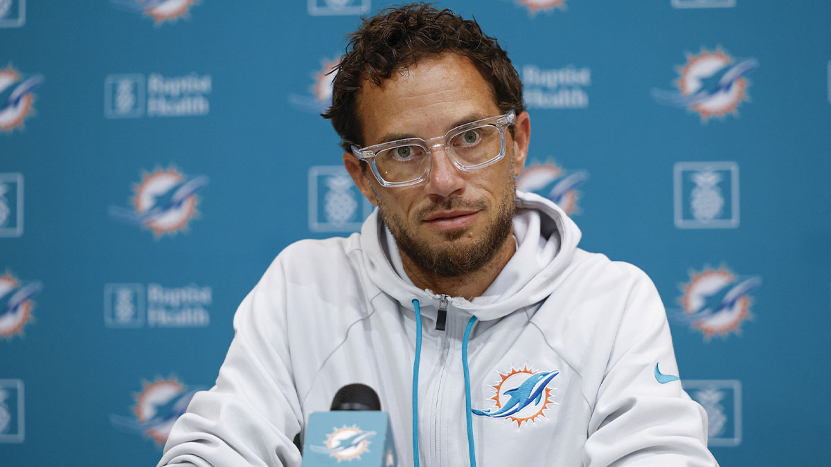 Miami Dolphins head coach Mike McDaniel speaks before joint training camp practice with the Chicago Bears ahead of Sunday's preseason opener.