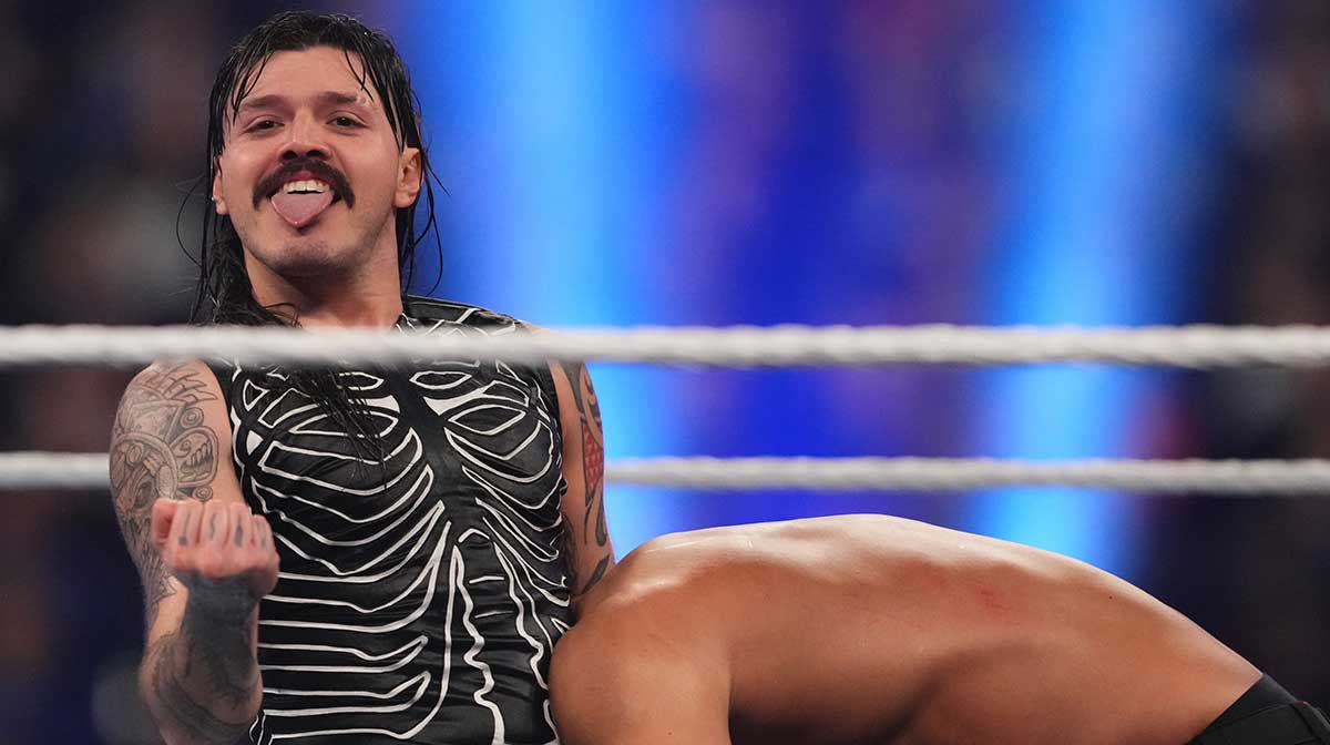 WWE star Dominik Mysterio, who ClutchPoints spoke to before 2025 SummerSlam, at Royal Rumble.