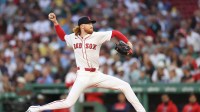 Boston Red Sox starting pitcher Dustin May (85) delivers a pitch during the second inning against the Kansas City Royals at Fenway Park.