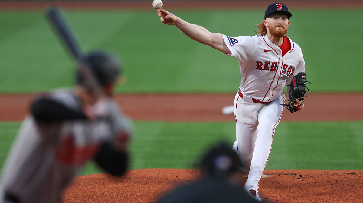 Boston Red Sox starting pitcher Dustin May (85) delivers a pitch during the first inning against the Baltimore Orioles at Fenway Park.