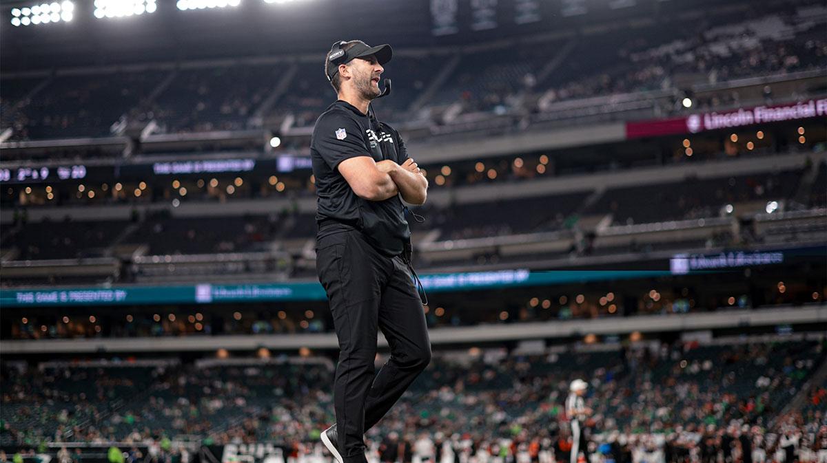Eagles head coach Nick Sirianni during the fourth quarter against the Cincinnati Bengals at Lincoln Financial Field