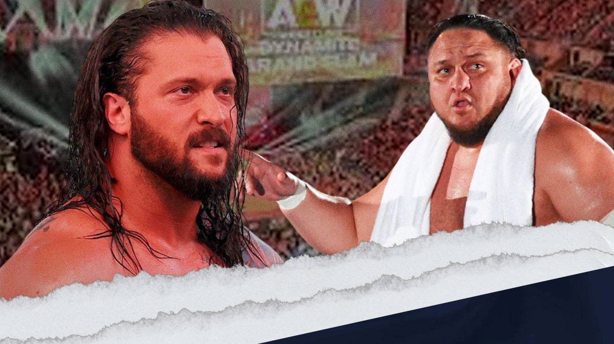 WWE star Karrion Kross, who may be released, next to AEW star Samoa Joe.
