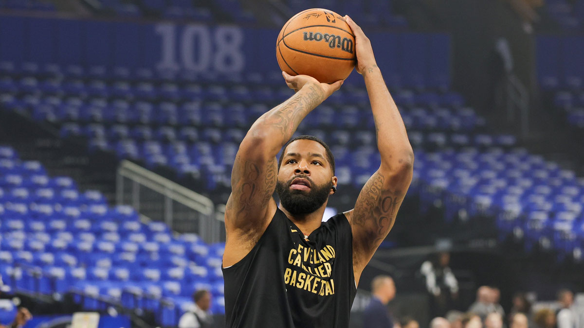 Cavaliers forward Marcus Morris Sr. (24) warms up before game six of the first round for the 2024 NBA playoffs at Kia Center