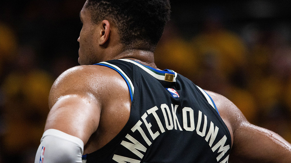  Milwaukee Bucks forward Giannis Antetokounmpo (34) during game five of the first round for the 2024 NBA Playoffs against the Indiana Pacers at Gainbridge Fieldhouse. 