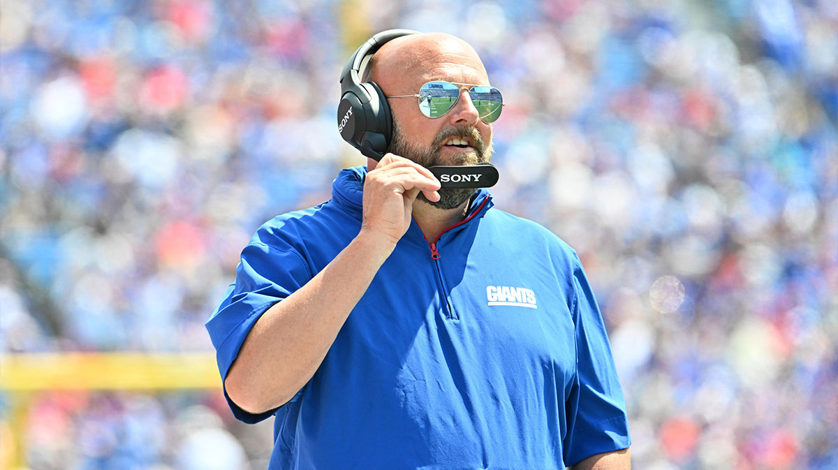New York Giants head coach Brian Daboll on the sidelines in the second quarter game against the Buffalo Bills at Highmark Stadium.