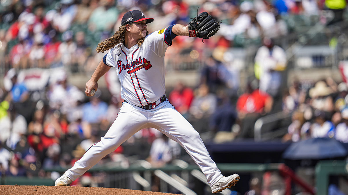 Atlanta Braves starting pitcher Grant Holmes (66) pitches against the Baltimore Orioles during the second inning at Truist Park.