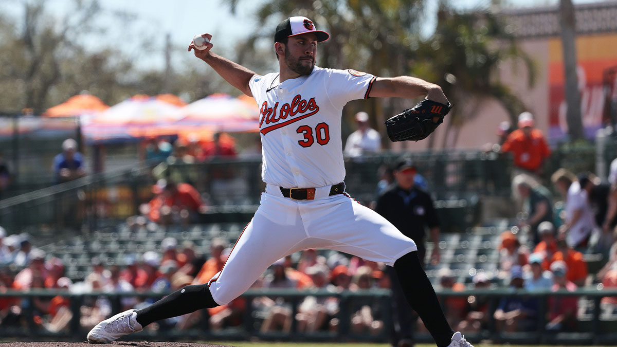 Baltimore Orioles starting pitcher Grayson Rodriguez (30) throws a pitch during the first inning against the Toronto Blue Jays at Ed Smith Stadium.