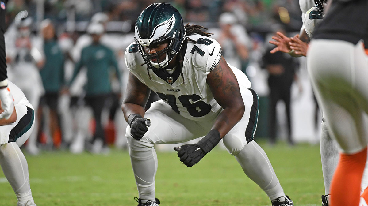 Philadelphia Eagles guard Kenyon Green (76) against the Cincinnati Bengalsat Lincoln Financial Field.