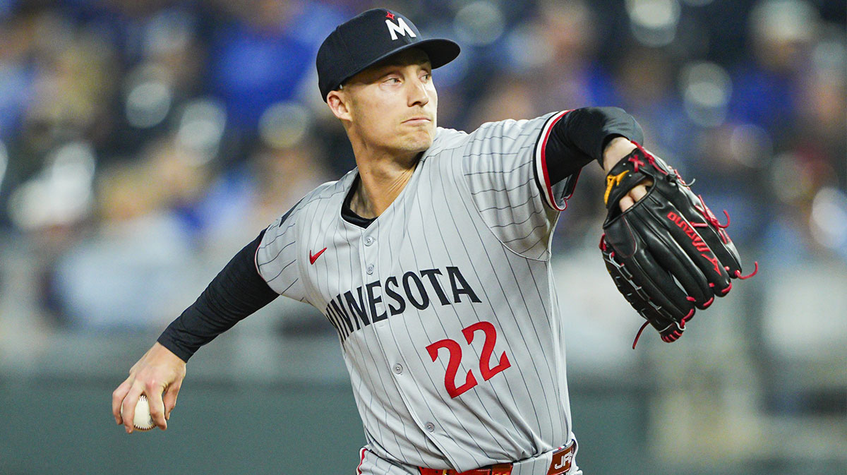 Minnesota Twins relief pitcher Griffin Jax (22) pitches against the Kansas City Royals at Kauffman Stadium.