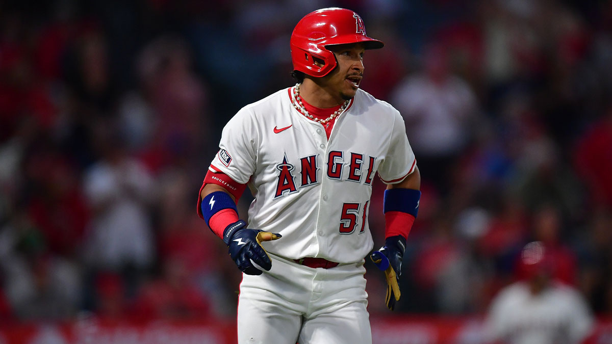 Los Angeles Angels right fielder Gustavo Campero (51) runs after hitting a two run home run against the Chicago White Sox during the fifth inning at Angel Stadium.