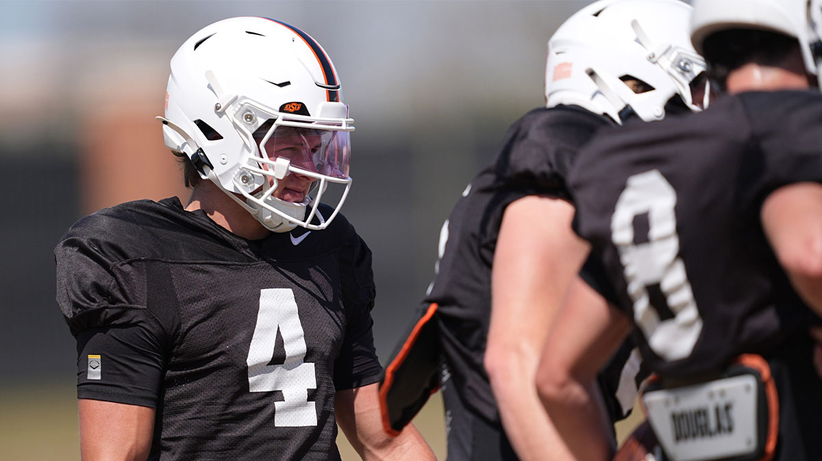 Oklahoma State quarterback Hauss Hejny is pictured during a Spring football practice.
