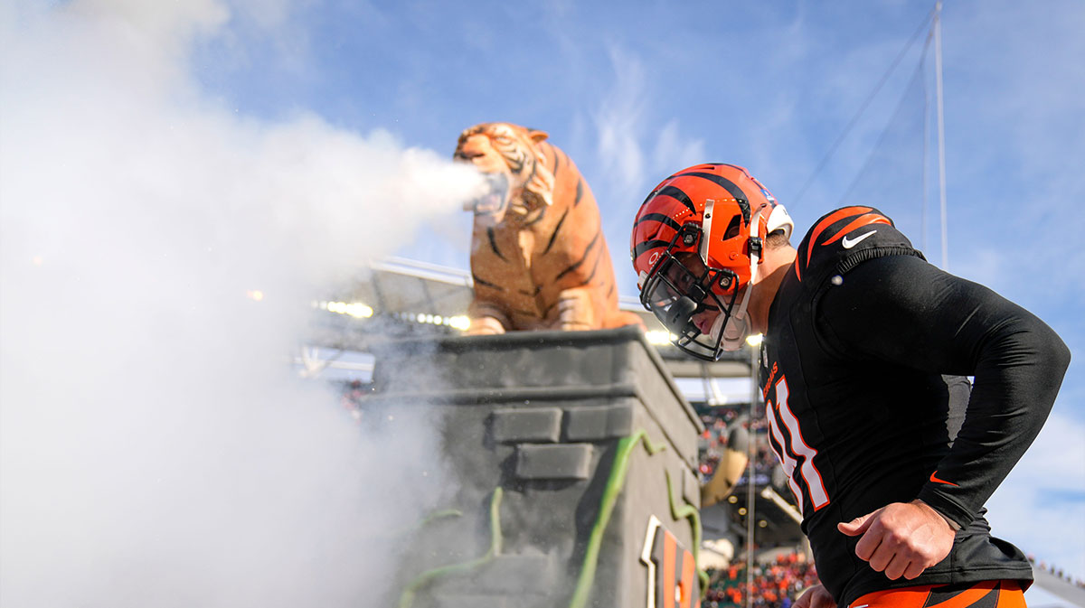 Cincinnati Bengals defensive end Trey Hendrickson (91) takes the field for the first quarter of the NFL Week 16 game between the Cincinnati Bengals and the Cleveland Browns at Paycor Stadium in downtown Cincinnati on Sunday, Dec. 22, 2024. The Bengals led 17-0 at halftime.