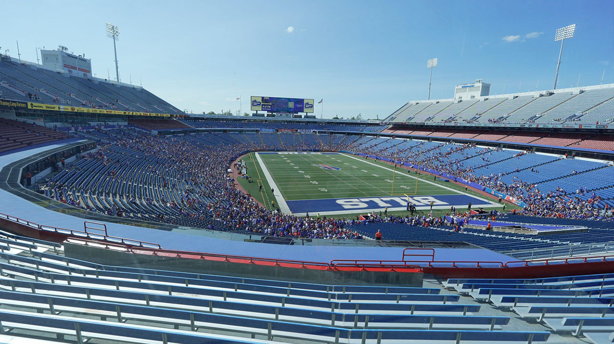 The Buffalo Bills will move across the street into their new stadium which will have grass instead of artificial turf.