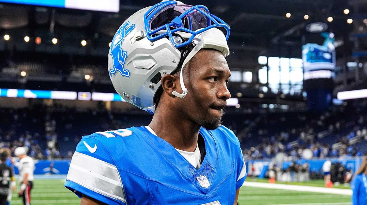 Detroit Lions quarterback Hendon Hooker (2) walks off the field after the 26-7 loss in the preseason game at Ford Field in Detroit on Saturday, August 23, 2025.