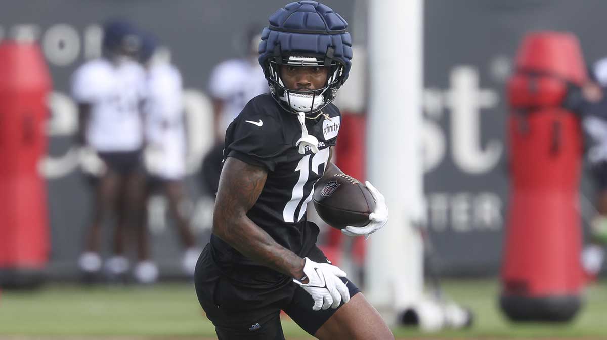 Houston Texans wide receiver Nico Collins (12) during training camp at Houston Methodist Training Center.