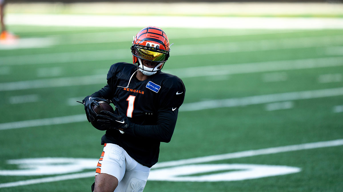 Cincinnati Bengals receiver Ja'Marr Chase, who was called the 'best' by Chad Johnson, at training camp.