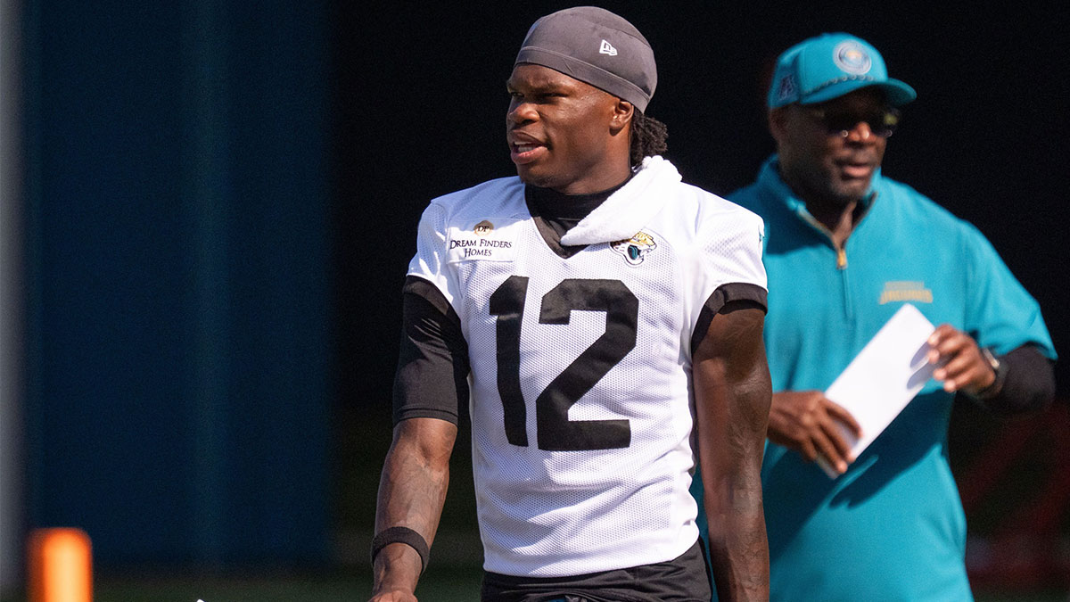 Jacksonville Jaguars wide receiver Travis Hunter (12) walks off the field after the Jacksonville Jaguars’ 18th and final training camp practice at Miller Electric Center in Jacksonville, Fla. Wednesday August 20, 2025.