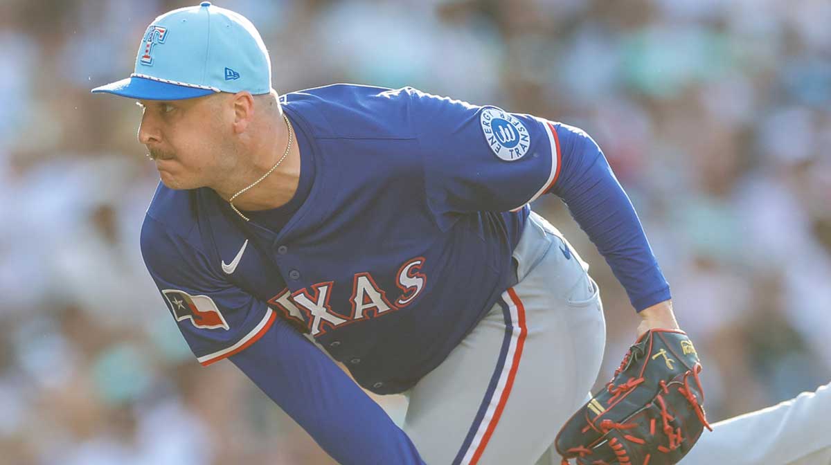 Texas Rangers relief pitcher Jacob Webb (71) throws a pitch during the ninth inning against the San Diego Padres at Petco Park.