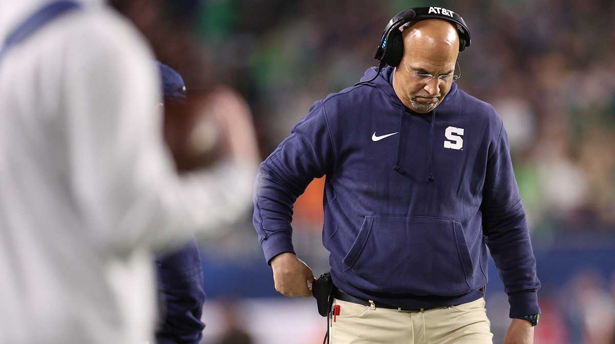 Penn State Nittany Lions head coach James Franklin reacts in the second half against the Notre Dame Fighting Irish in the Orange Bowl at Hard Rock Stadium.
