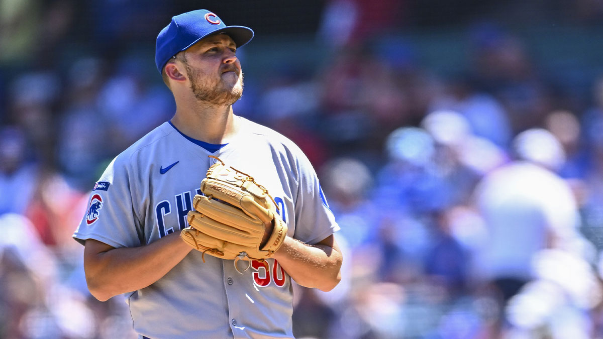 Chicago Cubs starting pitcher Jameson Taillon (50) throws a pitch against the Los Angeles Angels during the first inning at Angel Stadium.