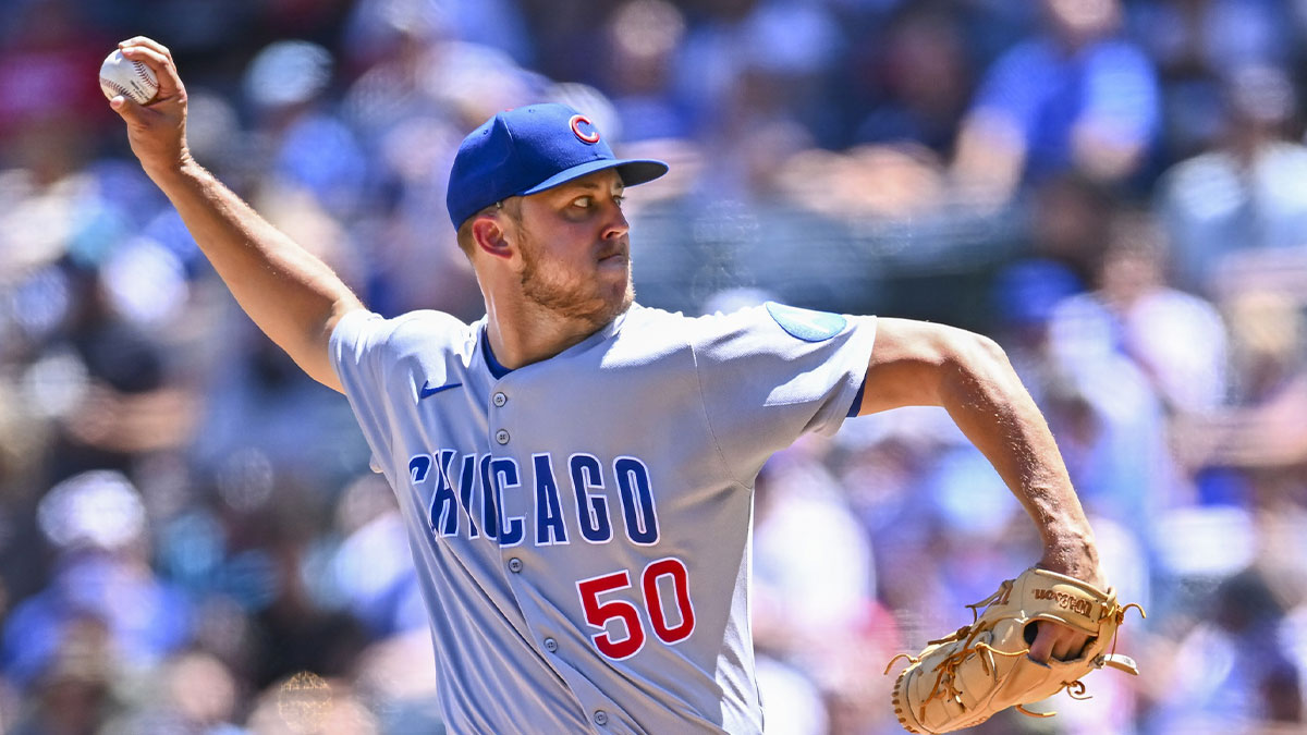 Chicago Cubs starting pitcher Jameson Taillon (50) throws a pitch against the Los Angeles Angels during the first inning at Angel Stadium.