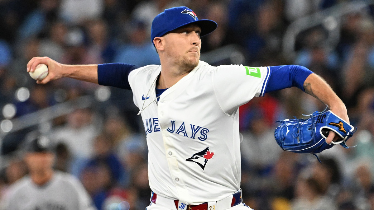 Toronto Blue Jays relief pitcher Jeff Hoffman (23) delivers a pitch against the New York Yankees in the ninth inning at Rogers Centre