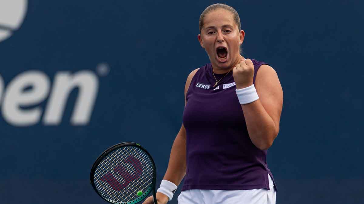 Jelena Ostapenko of Latvia in action against Taylor Townsend of the United States in the second round of the women’s singles at the US Open at Billie Jean King National Tennis Center.