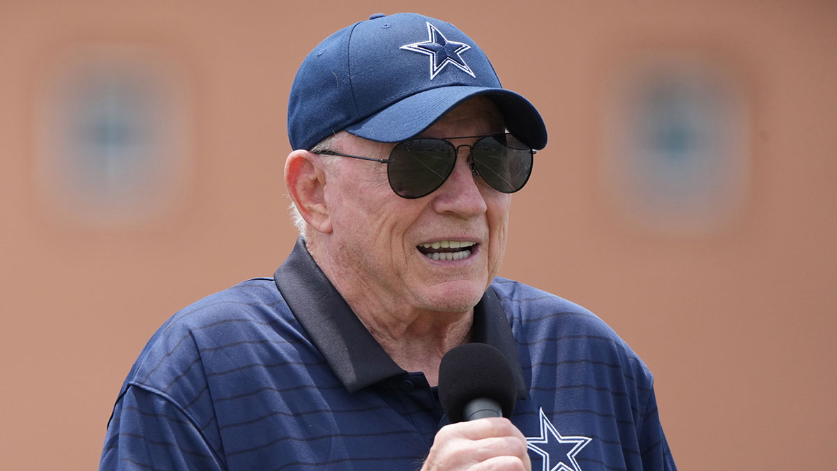 Dallas Cowboys owner Jerry Jones speaks at training camp opening ceremonies