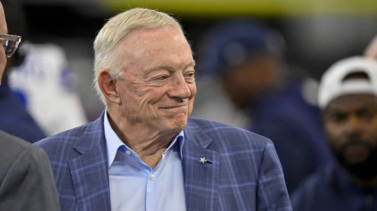 Dallas Cowboys owner Jerry Jones (left) looks on before the game against the Baltimore Ravens at AT&T Stadium.