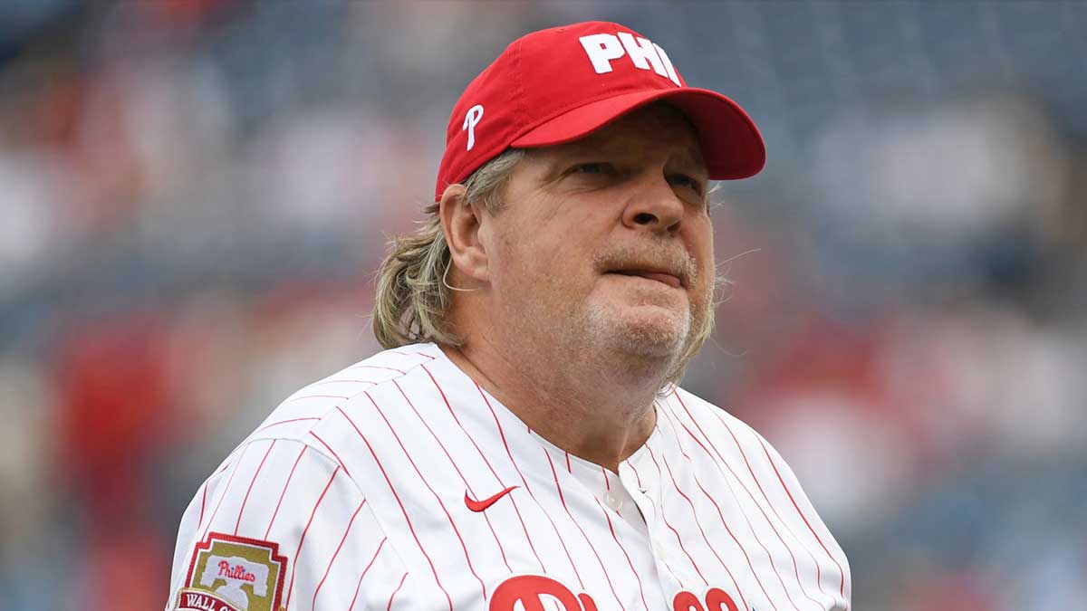 Aug 18, 2024; Philadelphia, Pennsylvania, USA; Former Philadelphia Phillies first baseman John Kruk during Phillies Alumni Weekend and the 20th anniversary of Citizens Bank Park before game against the Washington Nationals at Citizens Bank Park. Mandatory Credit: Eric Hartline-Imagn Images