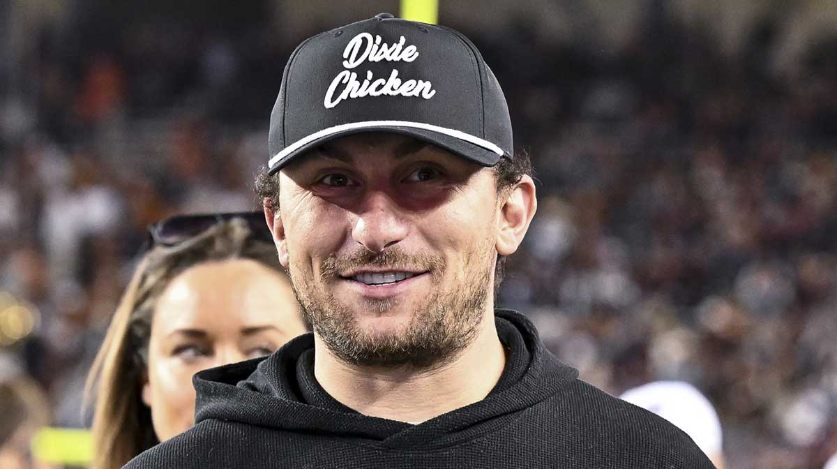 Former Texas A&M and Cleveland Browns quarterback Johnny Manziel looks on prior to the game against the Texas Longhorns. The Longhorns defeated the Aggies 17-7 at Kyle Field.