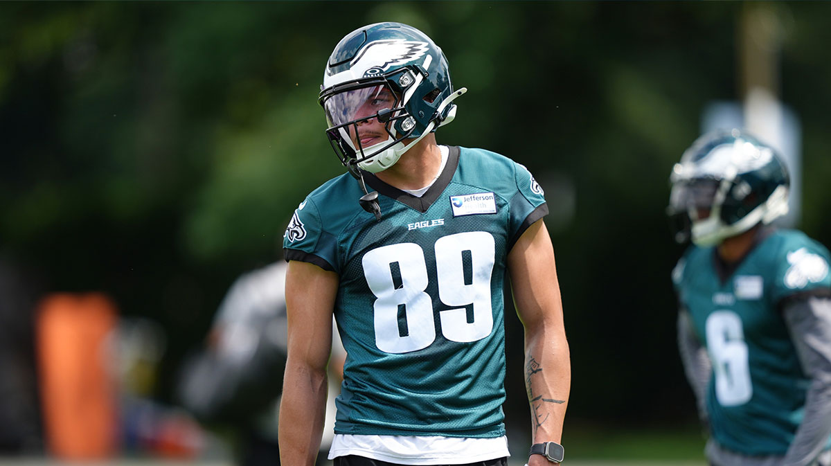 Philadelphia Eagles wide receiver Johnny Wilson (89) looks on during a practice drill at NovaCare Complex.