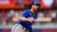 Kansas City Royals second base Jonathan India (6) runs to third base against the Toronto Blue Jays during the tenth inning at Rogers Centre.