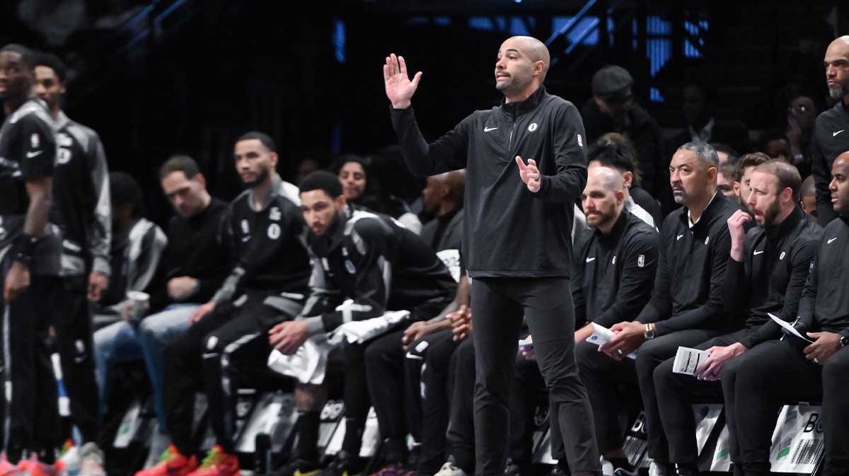 Brooklyn Nets head coach Jordi Fernandez reacts during the first half against the Orlando Magic at Barclays Center.