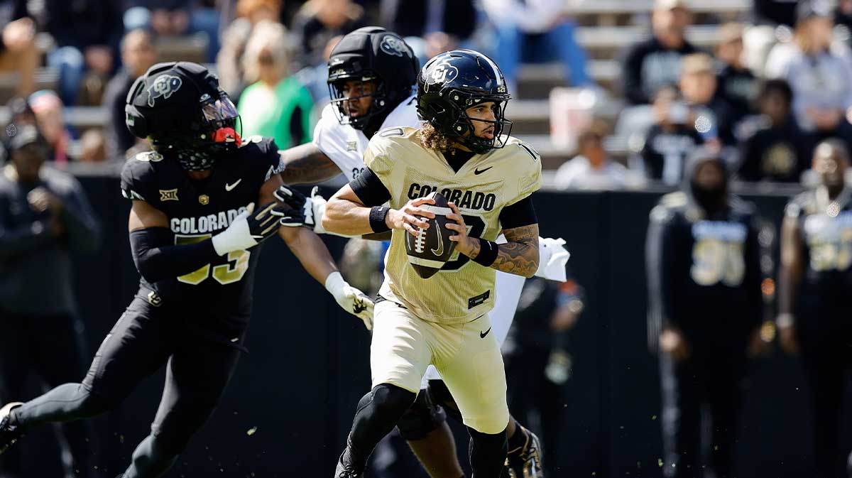 Colorado Buffaloes quarterback Julian Lewis (10) during the spring game at Folsom Field.