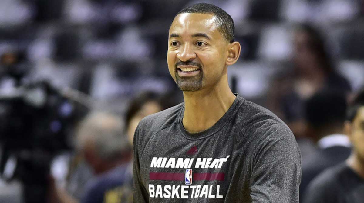 Miami Heat assistant coach Juwan Howard on the couty before game five of the 2014 NBA Finals against the San Antonio Spurs at AT&T Center.