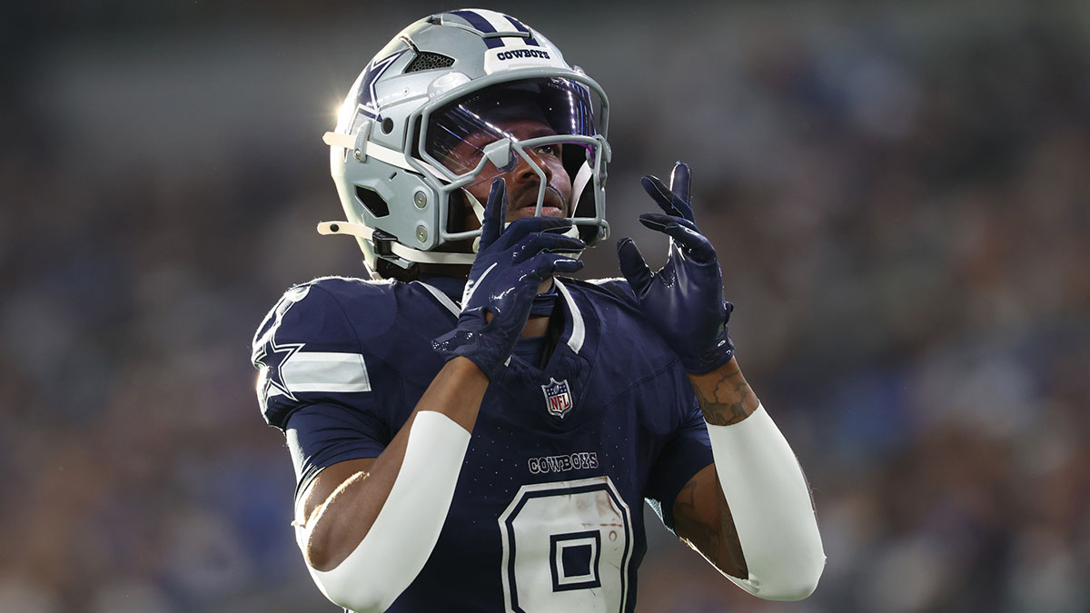 Dallas Cowboys wide receiver KaVontae Turpin (9) reacts during the second half against the Detroit Lions at AT&T Stadium.